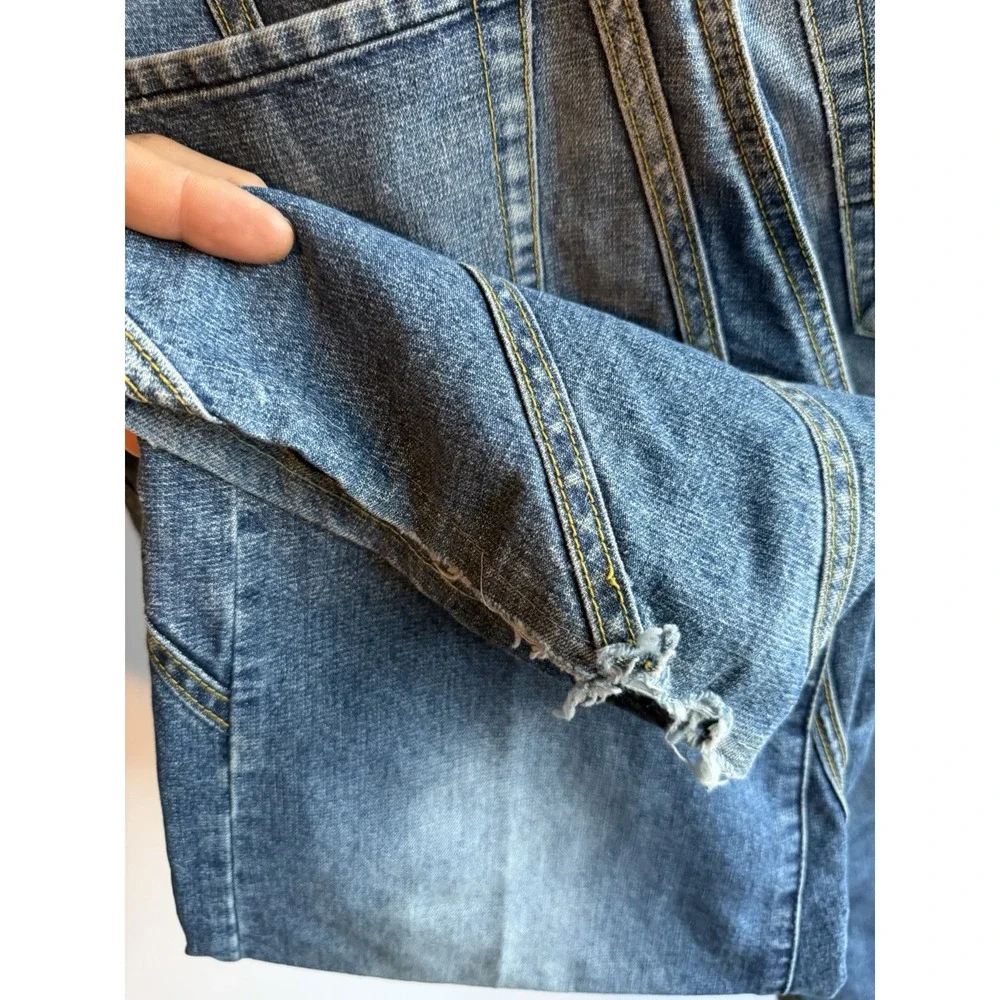 VNTG AKADEMICS Men's Stripped Denim Jeans Wide Leg Cargo Skating Baggy Y2K 32x28
